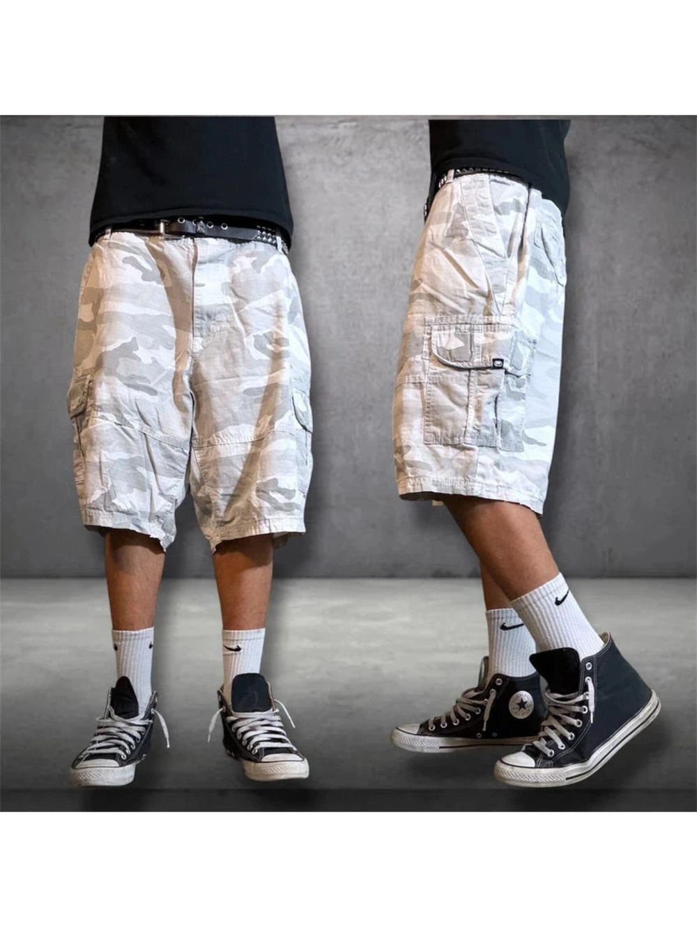 Y2K Ecko baggy cargo camo white & gray size 40 100% cotton